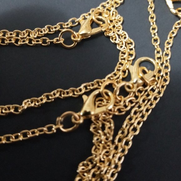 New Hot Chain 24" Gold Plated Pendant Set 5 Clips - Picture 2 of 4